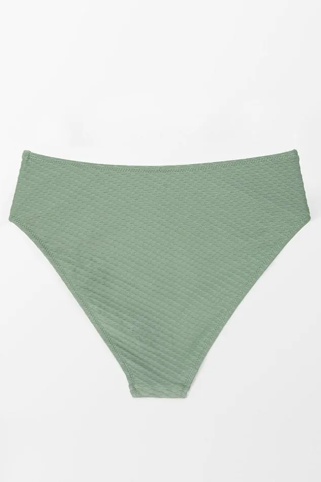 Women Bikini Bottoms Cupshe Landry Textured High Waisted Bikini Bottom Green