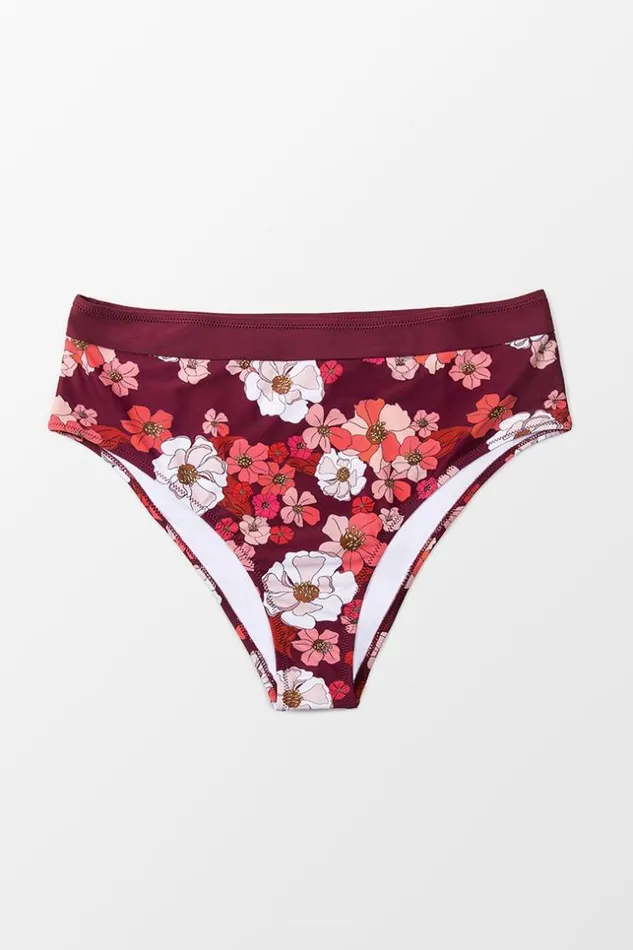 Women Bikini Bottoms Cupshe Piper Floral Bikini Bottom Red