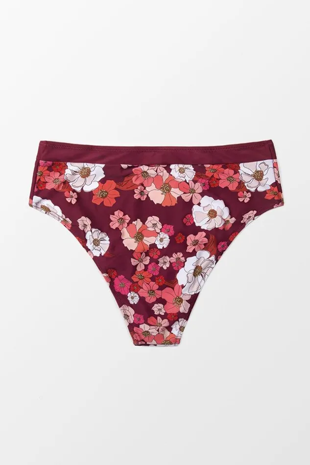 Women Bikini Bottoms Cupshe Piper Floral Bikini Bottom Red