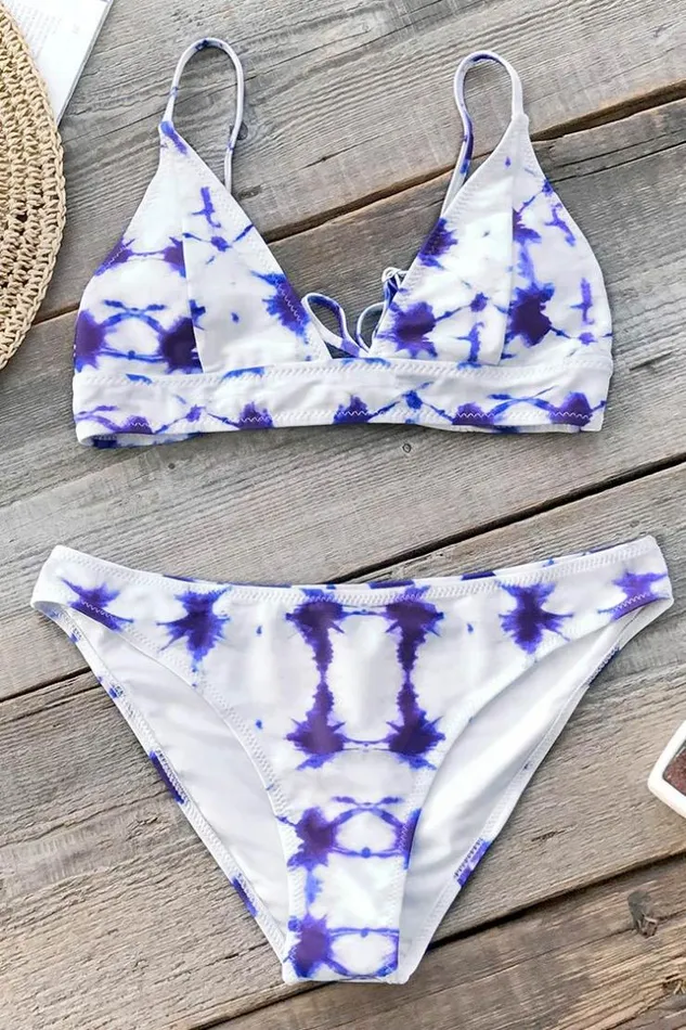 Women Bikini Sets Cupshe Blue Crush Tiedye Bikini Bluewhite Women Bikini Sets Cupshe Blue Crush Tiedye Bikini Bluewhite
