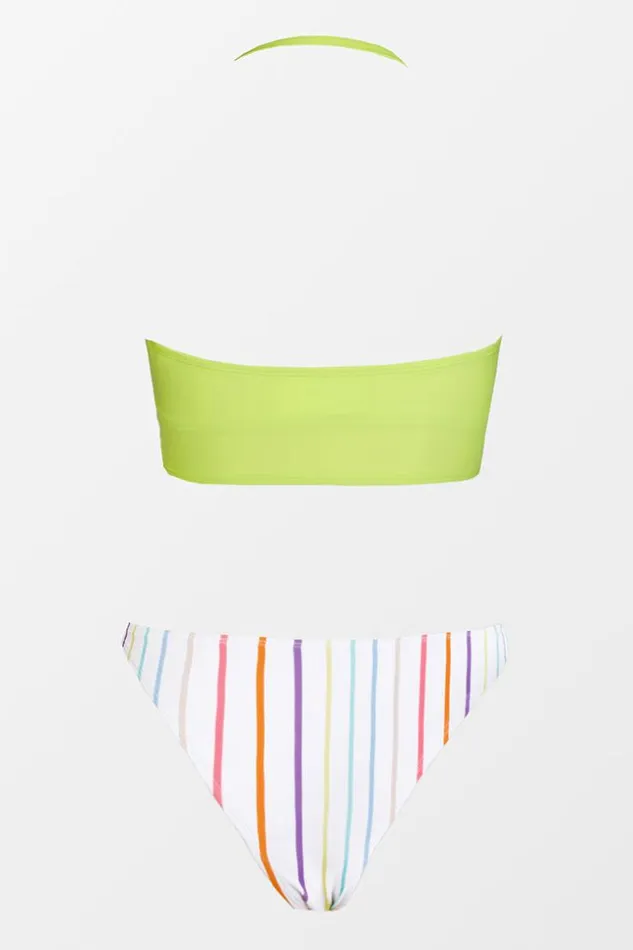 Women Bikini Sets Cupshe Candy Stripe Bandeau Midkini And Ultra Cheeky Hipster Set Multicolor