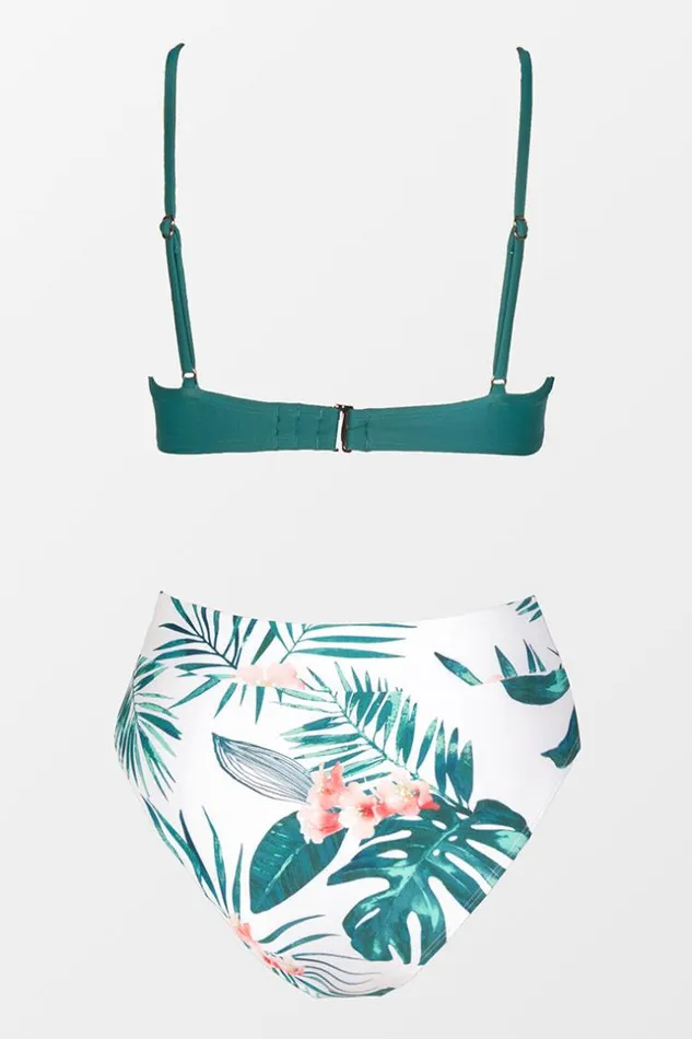 Women Bikini Sets Cupshe Paradise Tropics Bralette And Banded High Waist Bikini Set Multicolor