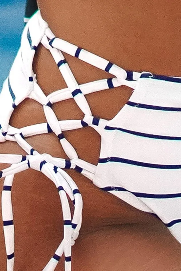 Women Bikini Sets Cupshe Stripe Twist Bikini With Lace Up High Waist Design Stripe