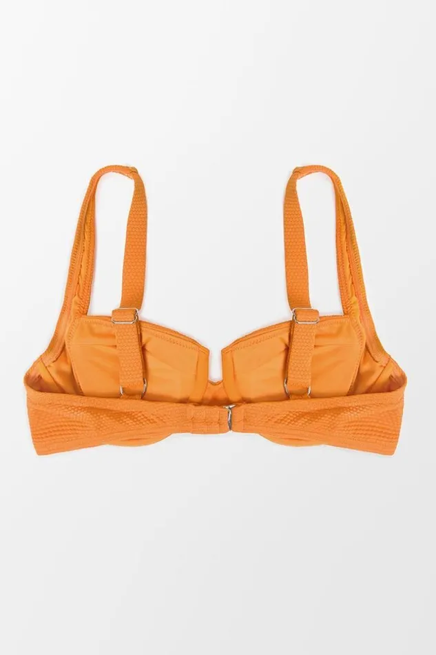 Women Bikini Tops Cupshe Caitlyn Textured Underwire Bikini Top Orange