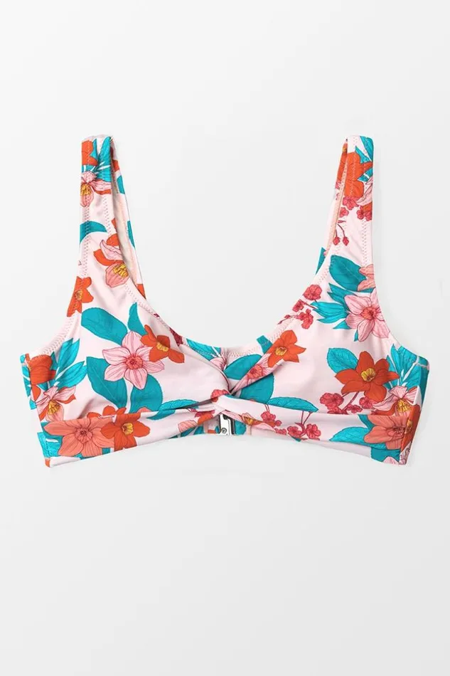 Women Bikini Tops Cupshe Emerie Floral Twist Bikini Top Multicolor