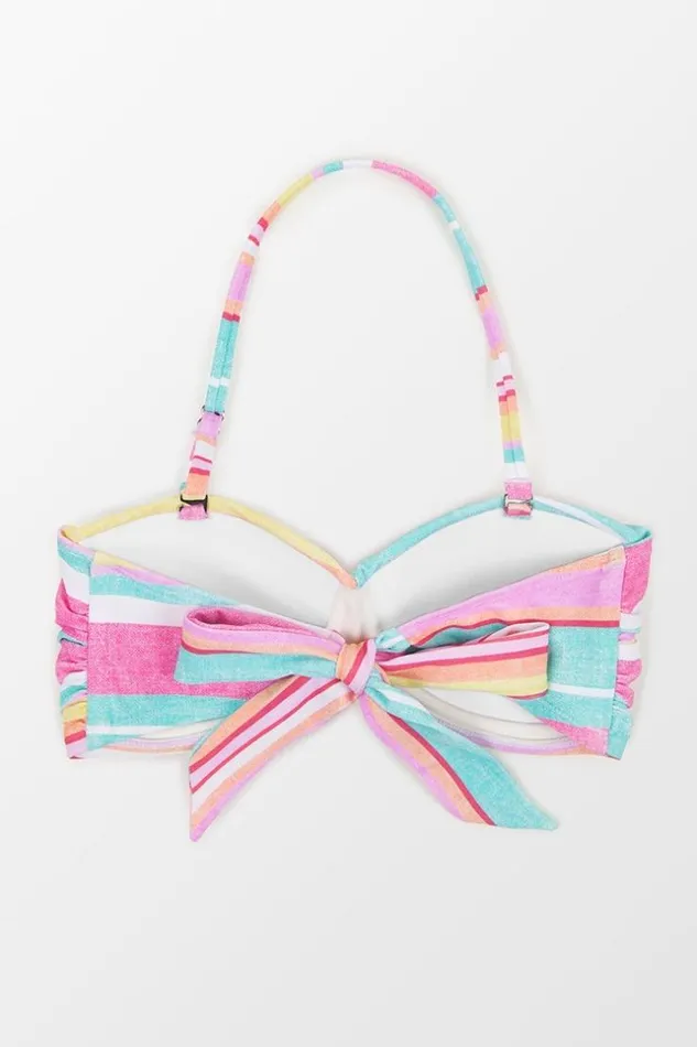 Women Bikini Tops Cupshe Soleil Stripe Molded Twist Bandeau Bikini Top Multicolor