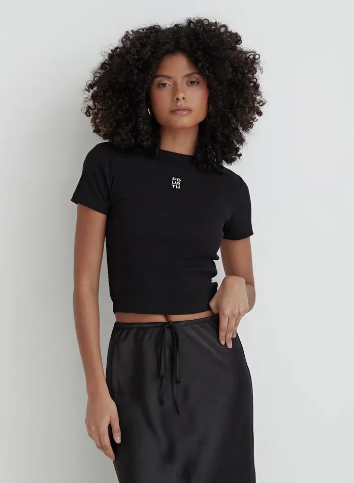 Women Black Baby Tee 8211 Dayna 4th and Reckless Tops