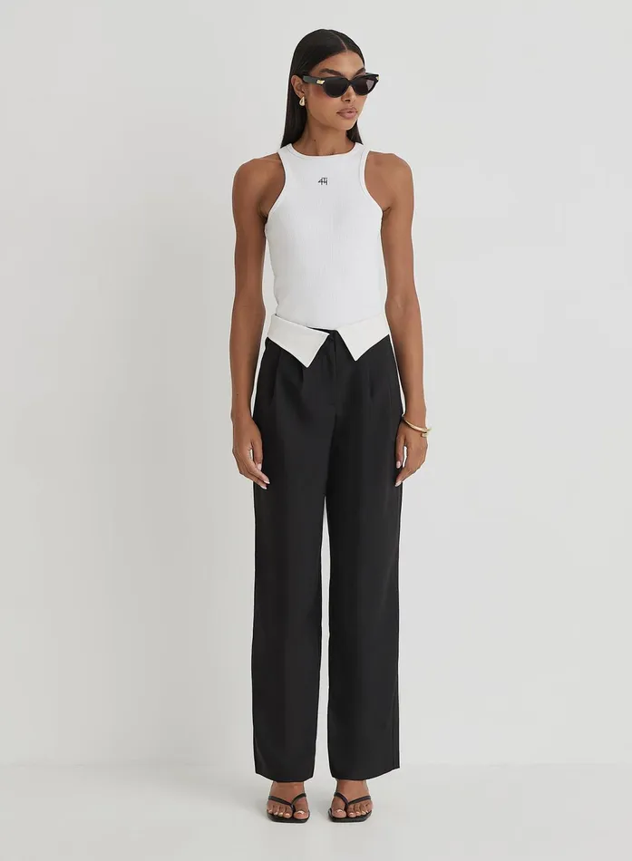 Women Black Exposed Waistband Trouser 8211 Nadia 4th and Reckless Pants