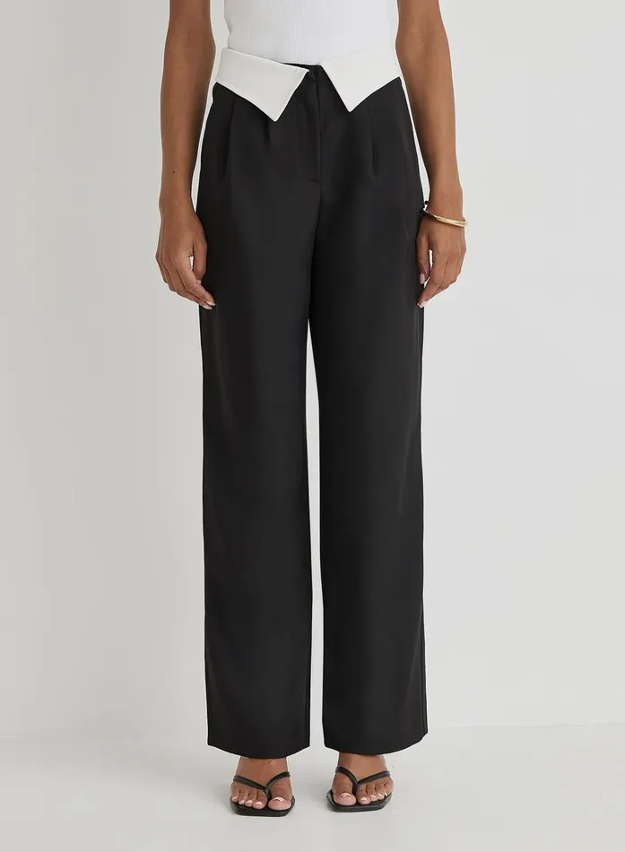 Women Black Exposed Waistband Trouser 8211 Nadia 4th and Reckless Pants