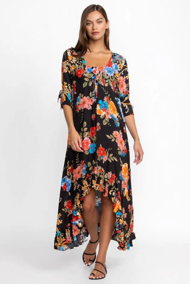 Women BLACK ROYAL LONG RUFFLE KIMONO Multi Johnny Was Swim and Resort