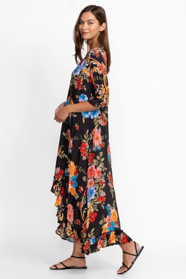 Women BLACK ROYAL LONG RUFFLE KIMONO Multi Johnny Was Swim and Resort Women BLACK ROYAL LONG RUFFLE KIMONO Multi Johnny Was Swim and Resort