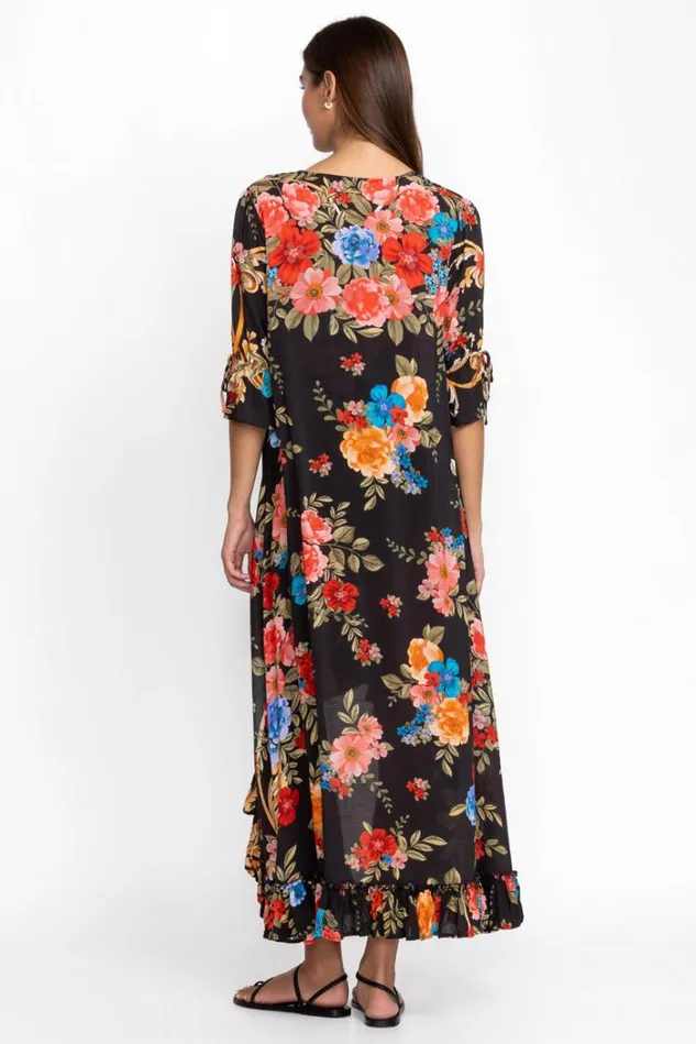 Women BLACK ROYAL LONG RUFFLE KIMONO Multi Johnny Was Swim and Resort Women BLACK ROYAL LONG RUFFLE KIMONO Multi Johnny Was Swim and Resort