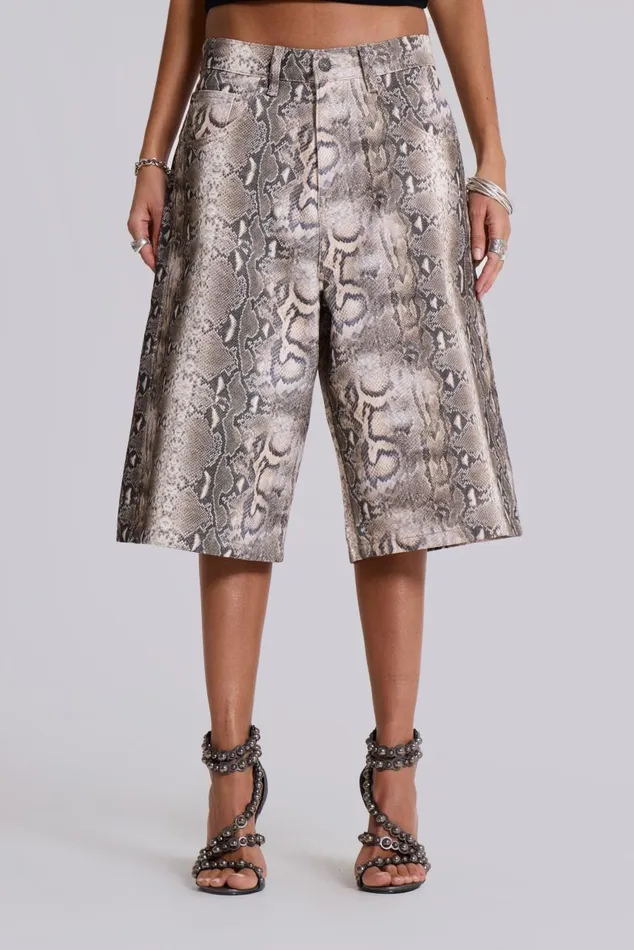 Women Boa Snake Print Colossus Jorts Jaded London Jeans