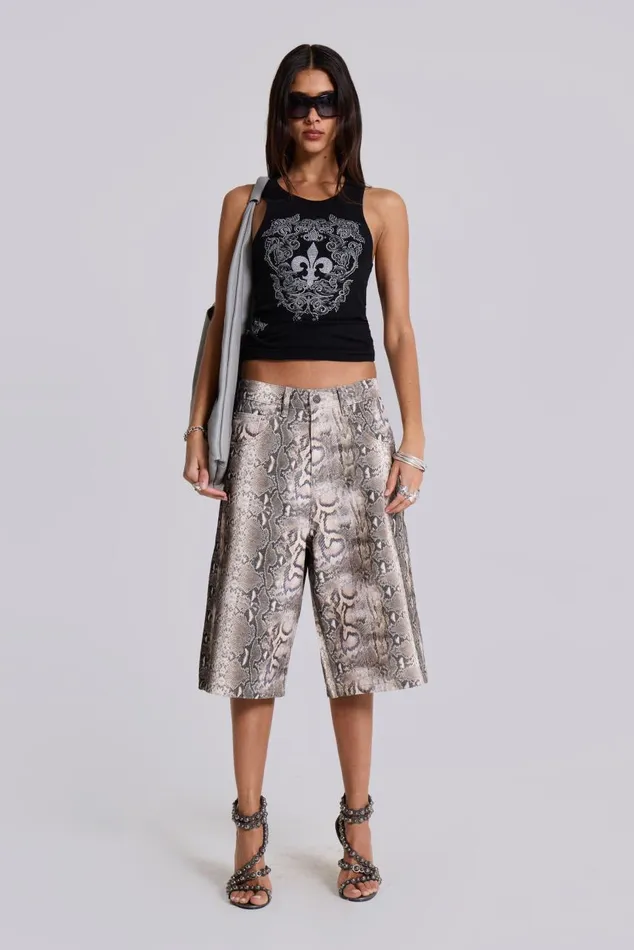 Women Boa Snake Print Colossus Jorts Jaded London Jeans