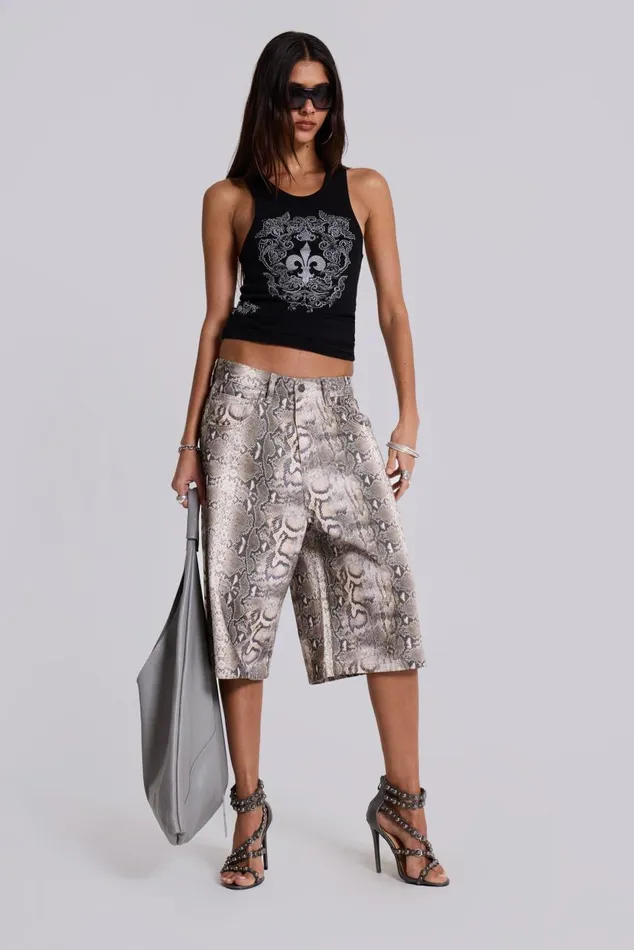 Women Boa Snake Print Colossus Jorts Jaded London Jeans