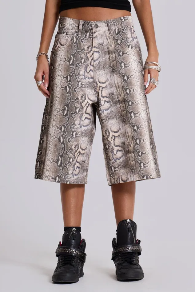 Women Boa Snake Print Colossus Jorts Jaded London Jeans