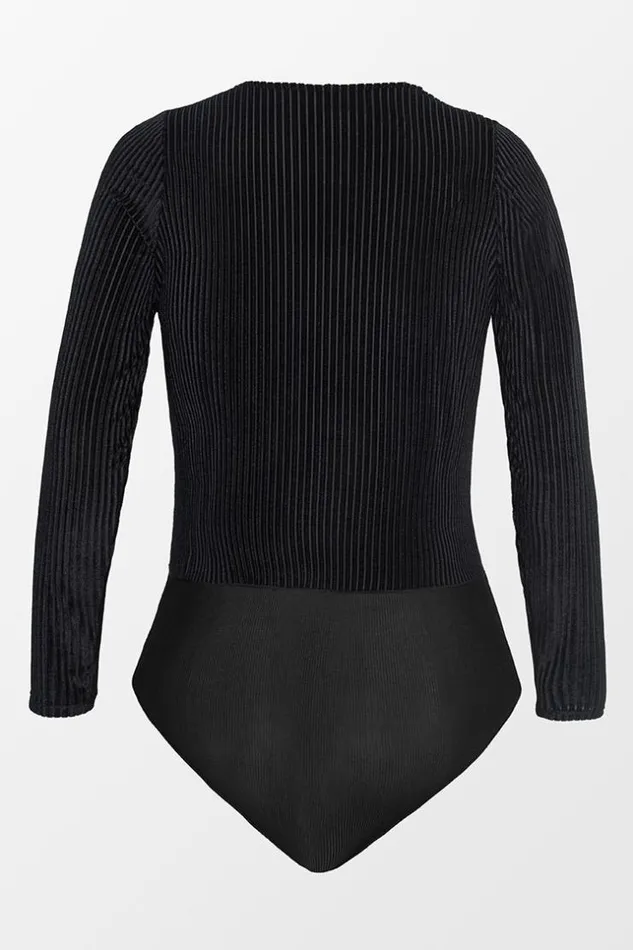 Women Bodysuits Cupshe Alannah Black Vneck Bodysuit Black