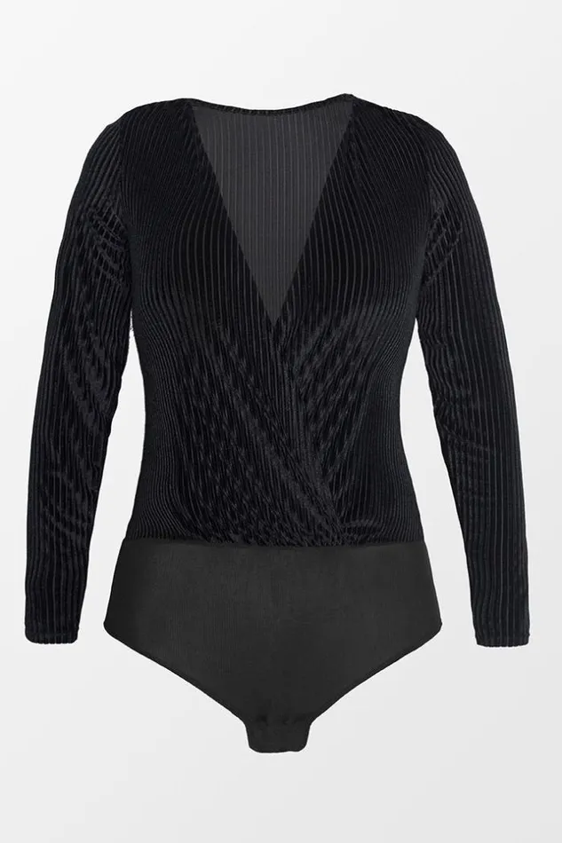 Women Bodysuits Cupshe Alannah Black Vneck Bodysuit Black