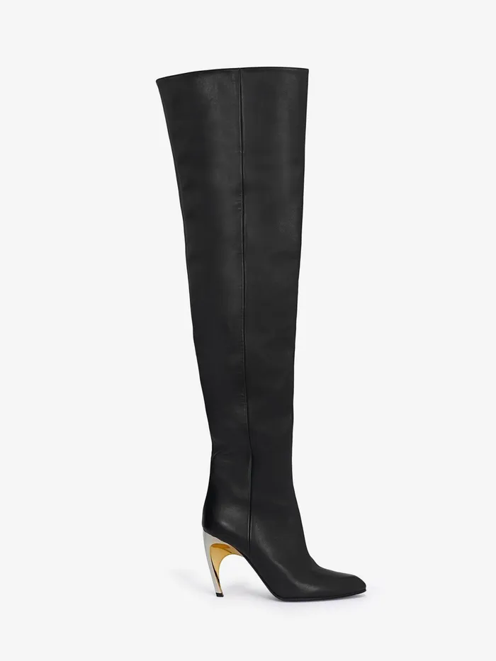 Women Boots Alexander McQueen Armadillo ThighHigh Boot Blacksilvergold