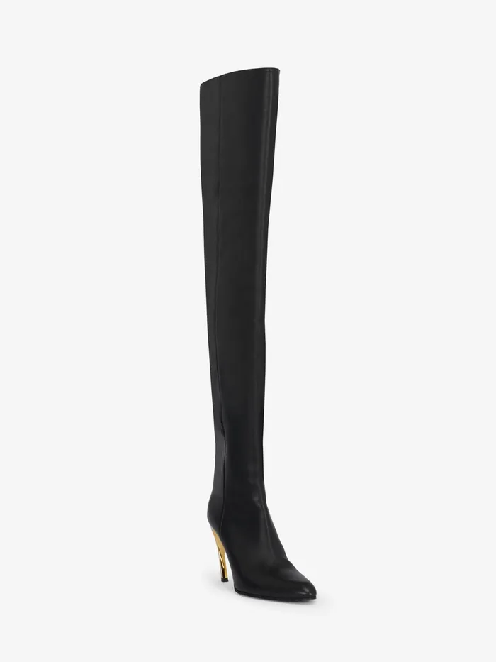 Women Boots Alexander McQueen Armadillo ThighHigh Boot Blacksilvergold