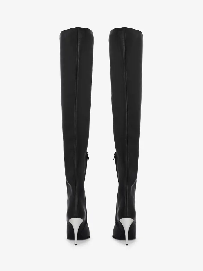 Women Boots Alexander McQueen Armadillo ThighHigh Boot Blacksilvergold