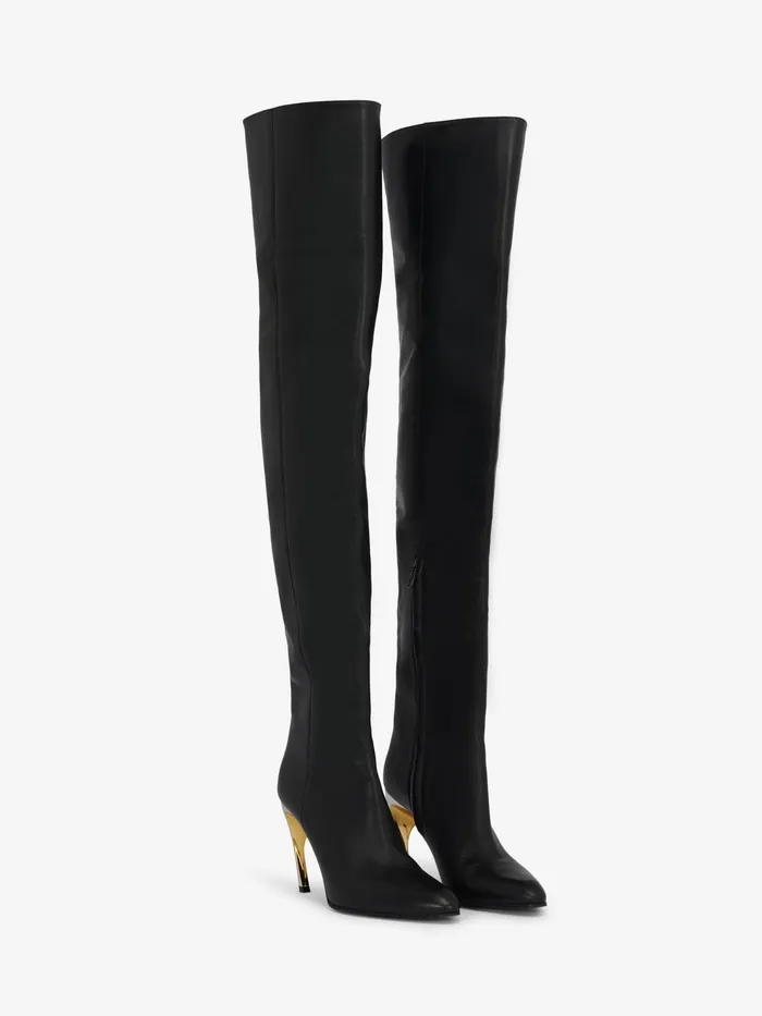 Women Boots Alexander McQueen Armadillo ThighHigh Boot Blacksilvergold