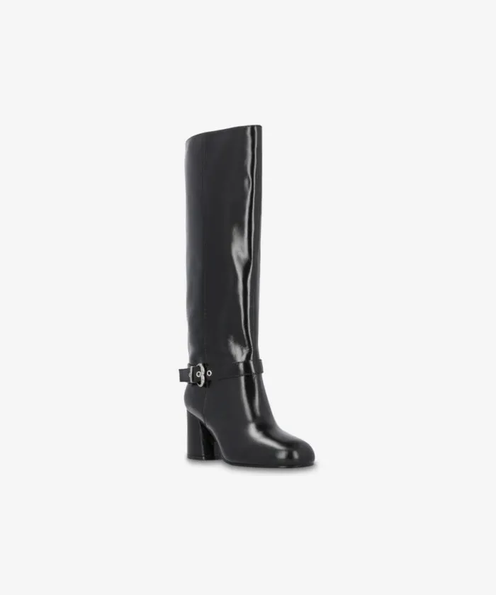Women Boots Pinko Heeled High Boots In Bright Nappa Leather Limo Black Women Boots Pinko Heeled High Boots In Bright Nappa Leather Limo Black