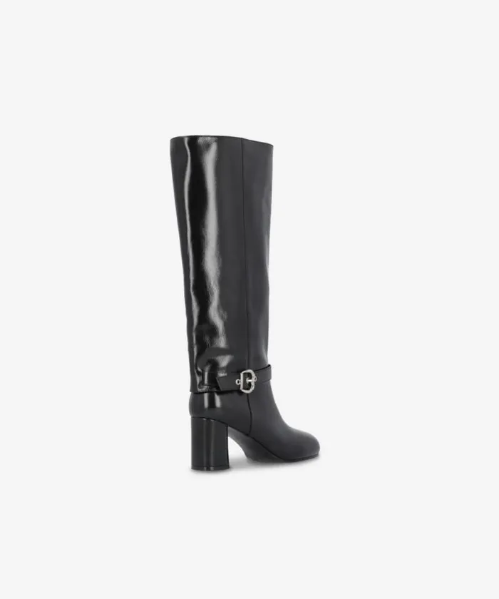 Women Boots Pinko Heeled High Boots In Bright Nappa Leather Limo Black Women Boots Pinko Heeled High Boots In Bright Nappa Leather Limo Black