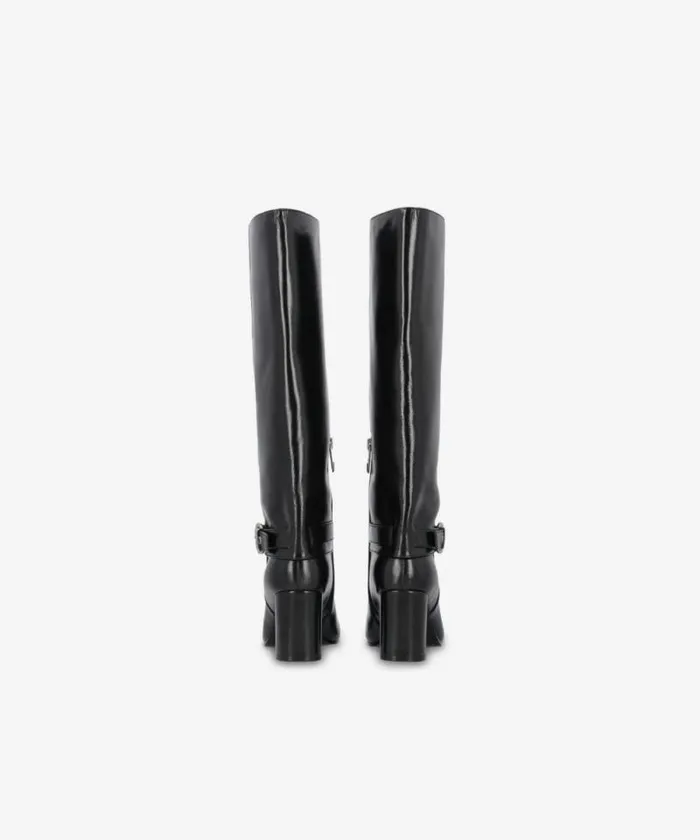 Women Boots Pinko Heeled High Boots In Bright Nappa Leather Limo Black Women Boots Pinko Heeled High Boots In Bright Nappa Leather Limo Black