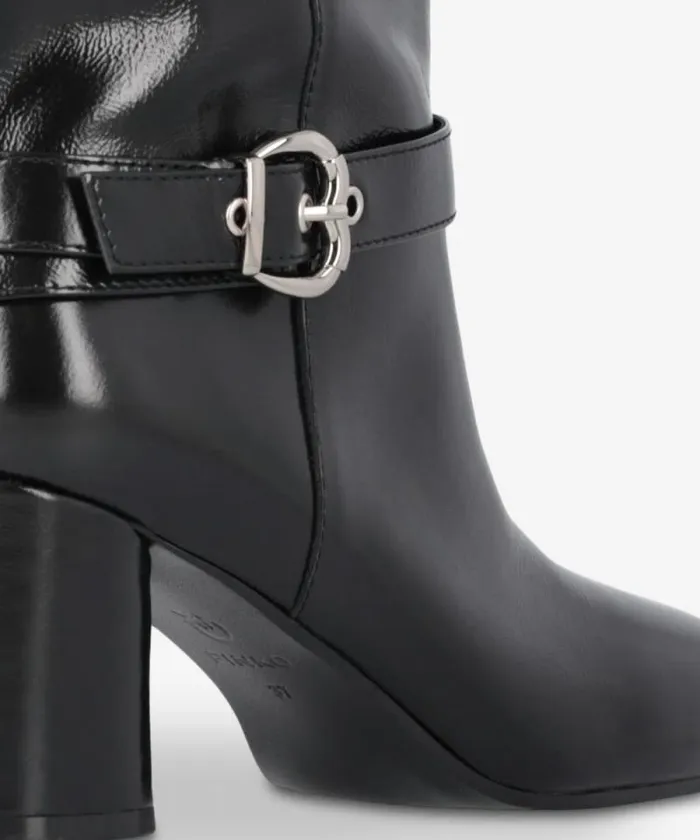 Women Boots Pinko Heeled High Boots In Bright Nappa Leather Limo Black Women Boots Pinko Heeled High Boots In Bright Nappa Leather Limo Black