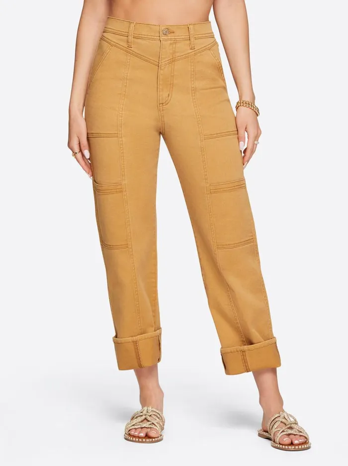 Women Bottoms Jessica Simpson Straight Cargo Ankle In Bone Brown