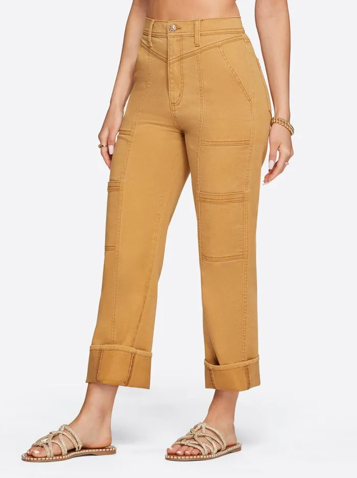 Women Bottoms Jessica Simpson Straight Cargo Ankle In Bone Brown