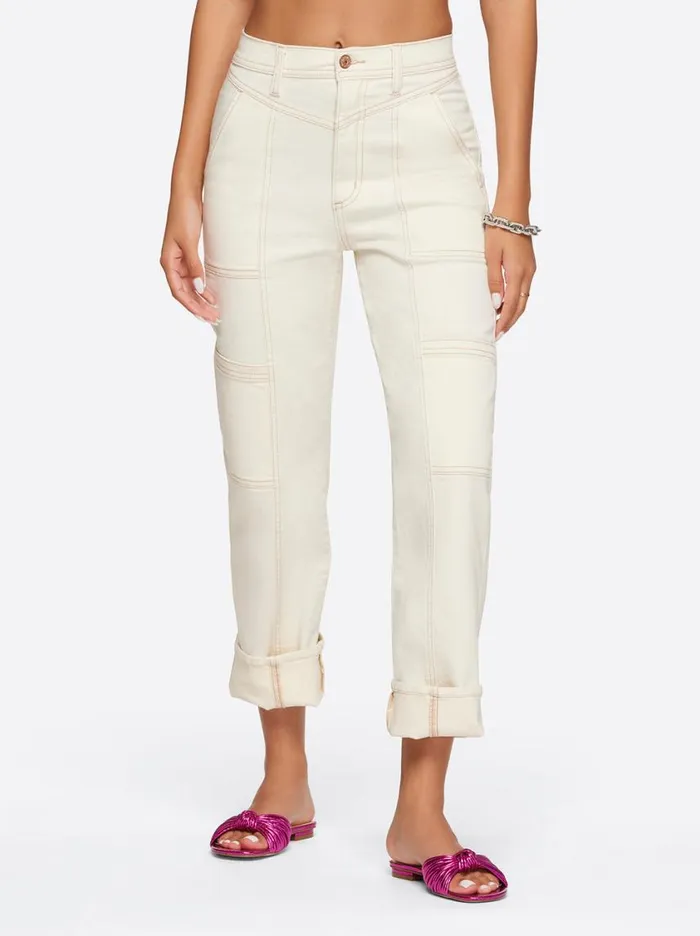 Women Bottoms Jessica Simpson Straight Cargo Ankle In Ecru