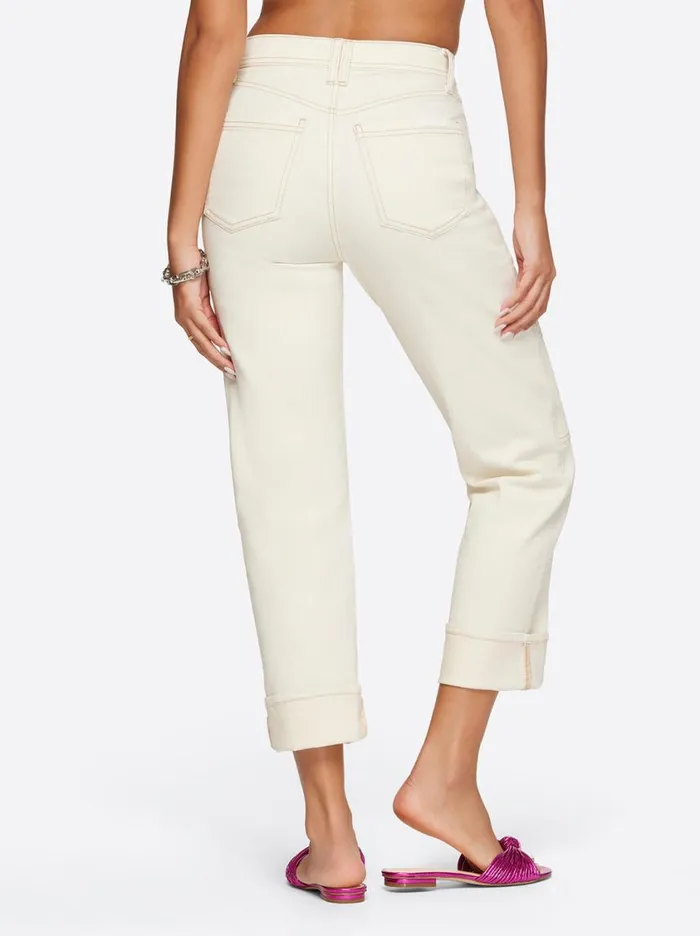Women Bottoms Jessica Simpson Straight Cargo Ankle In Ecru