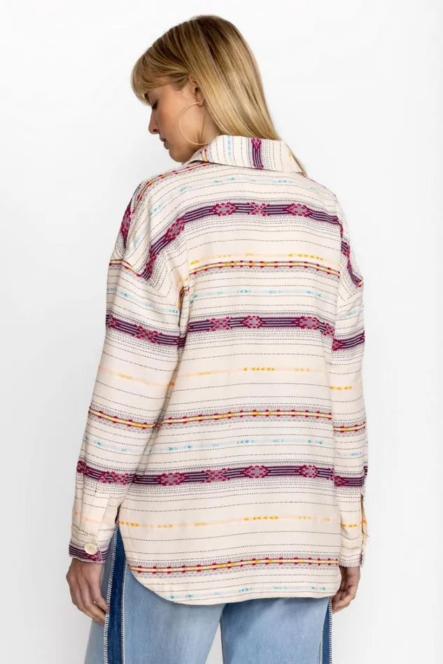 Women BRIGITTA OVERSIZED SHIRT JACKET Aztec Stripe Johnny Was Outerwear Women BRIGITTA OVERSIZED SHIRT JACKET Aztec Stripe Johnny Was Outerwear