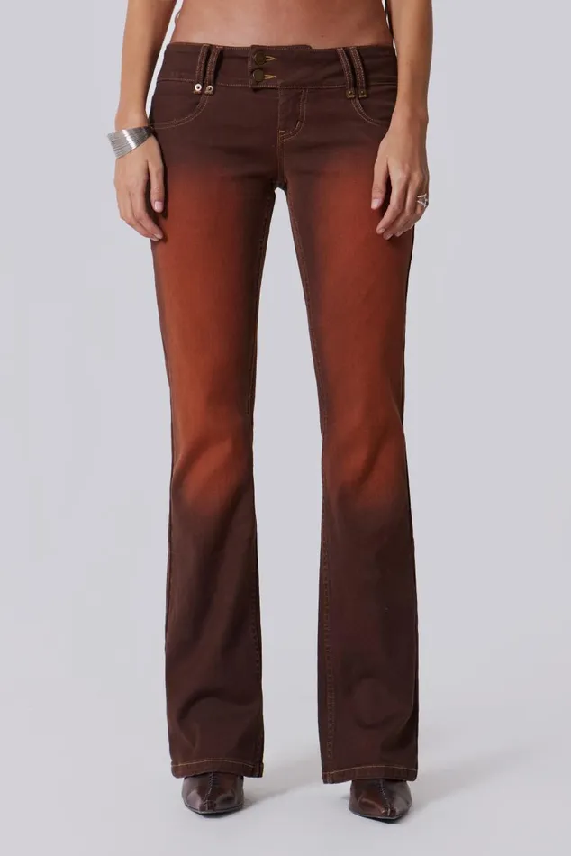 Women Brown Orange Wash Slim Bootcut Jeans Jaded London CoOrds