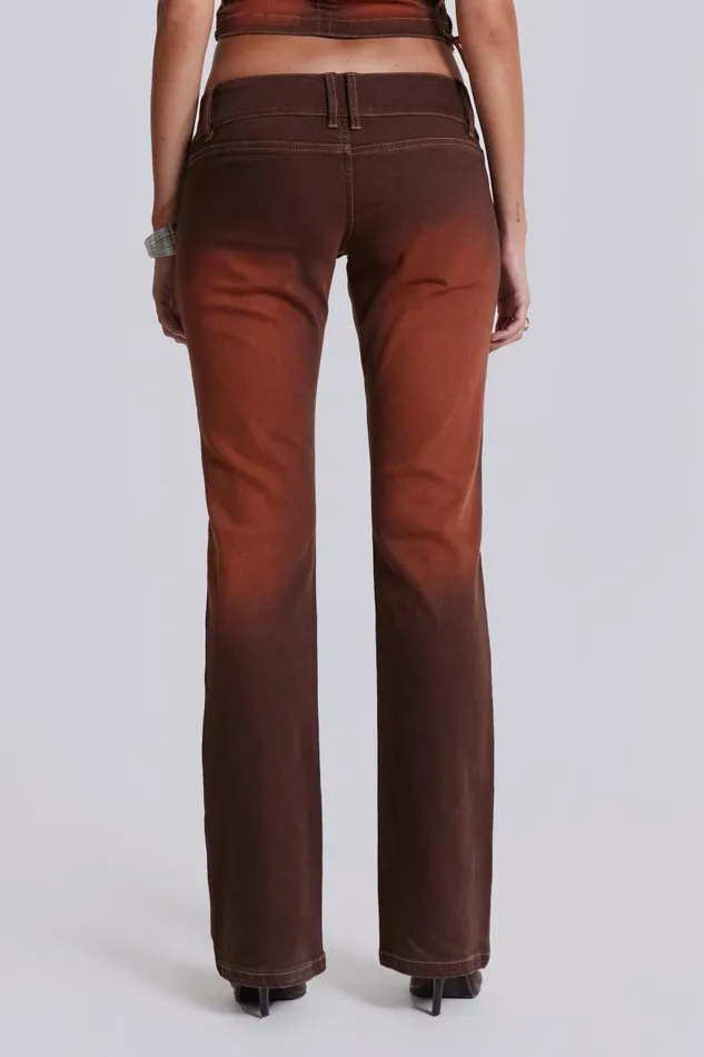 Women Brown Orange Wash Slim Bootcut Jeans Jaded London CoOrds