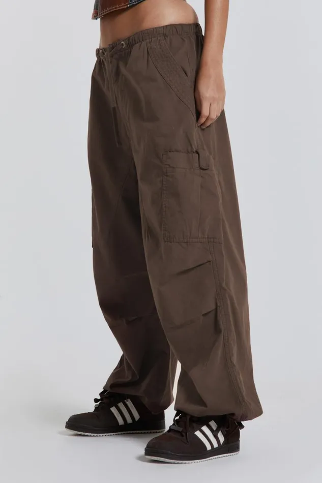 Women Brown Parachute Cargo Pants Jaded London Trousers and Pants