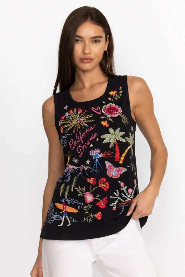 Women CALIFORNIA KNIT TANK Black Johnny Was Tops