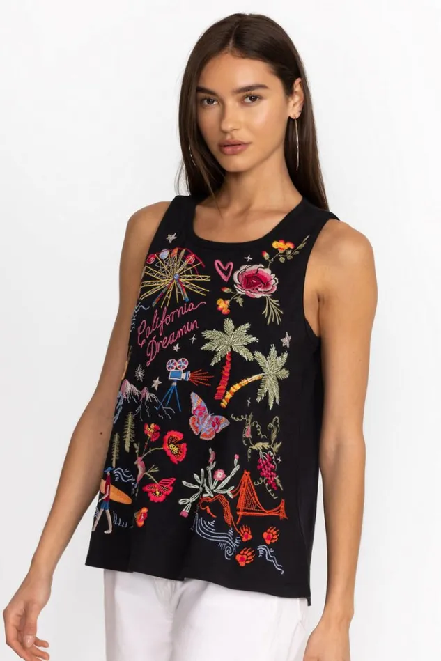 Women CALIFORNIA KNIT TANK Black Johnny Was Tops Women CALIFORNIA KNIT TANK Black Johnny Was Tops