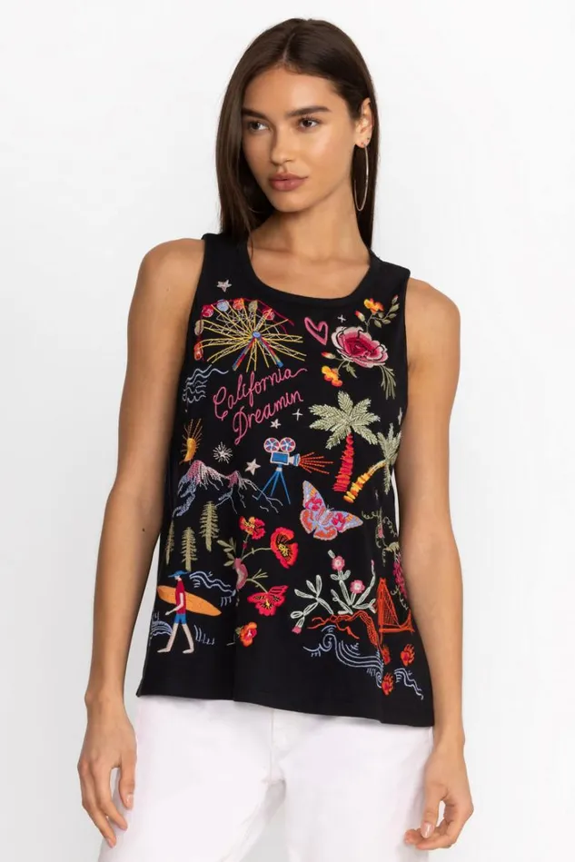 Women CALIFORNIA KNIT TANK Black Johnny Was Tops Women CALIFORNIA KNIT TANK Black Johnny Was Tops