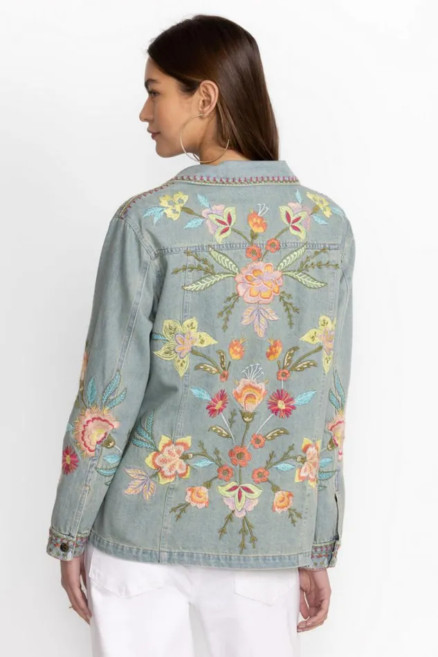 Women CAMELLIA OVERSIZED DENIM JACKET Light Denim Blue Johnny Was Outerwear Women CAMELLIA OVERSIZED DENIM JACKET Light Denim Blue Johnny Was Outerwear