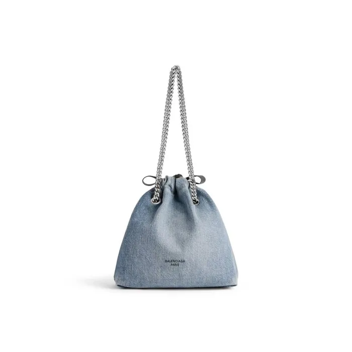 Women Chain Bags Balenciaga Crush Small Tote Bag Denim In Blue