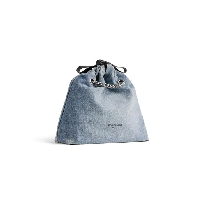 Women Chain Bags Balenciaga Crush Small Tote Bag Denim In Blue