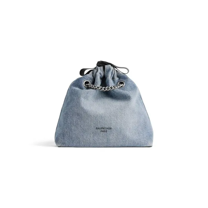 Women Chain Bags Balenciaga Crush Small Tote Bag Denim In Blue