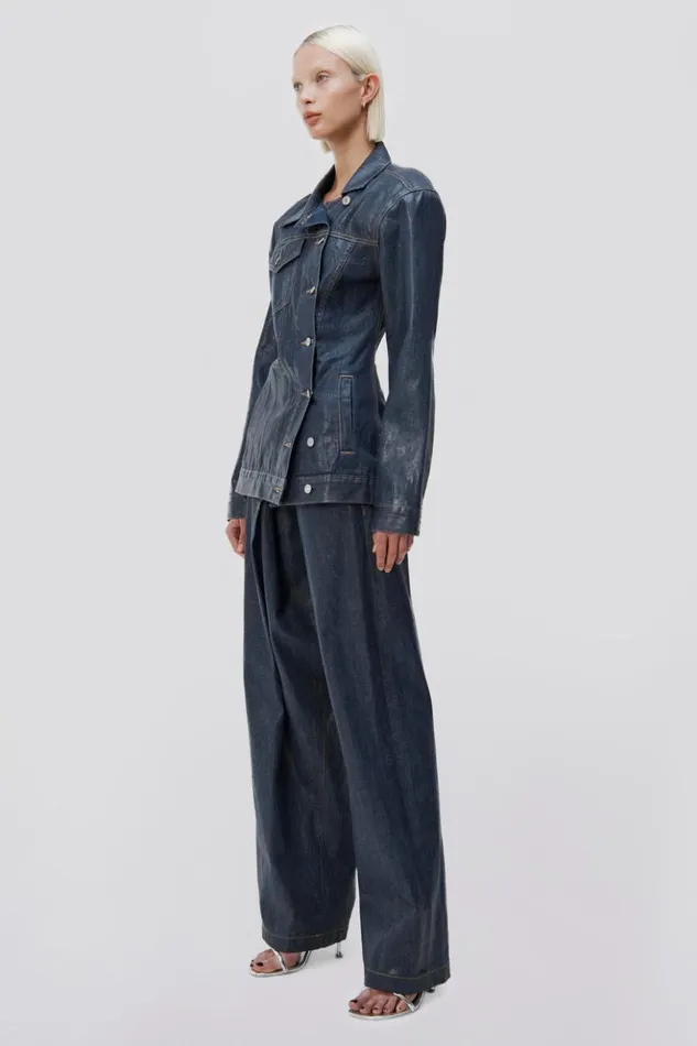 Women Chantal Jacket Coated Indigo Jonathan Simkhai Denim