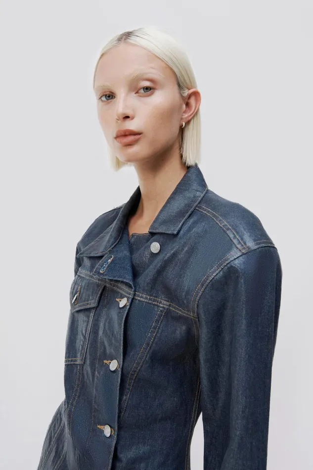 Women Chantal Jacket Coated Indigo Jonathan Simkhai Denim