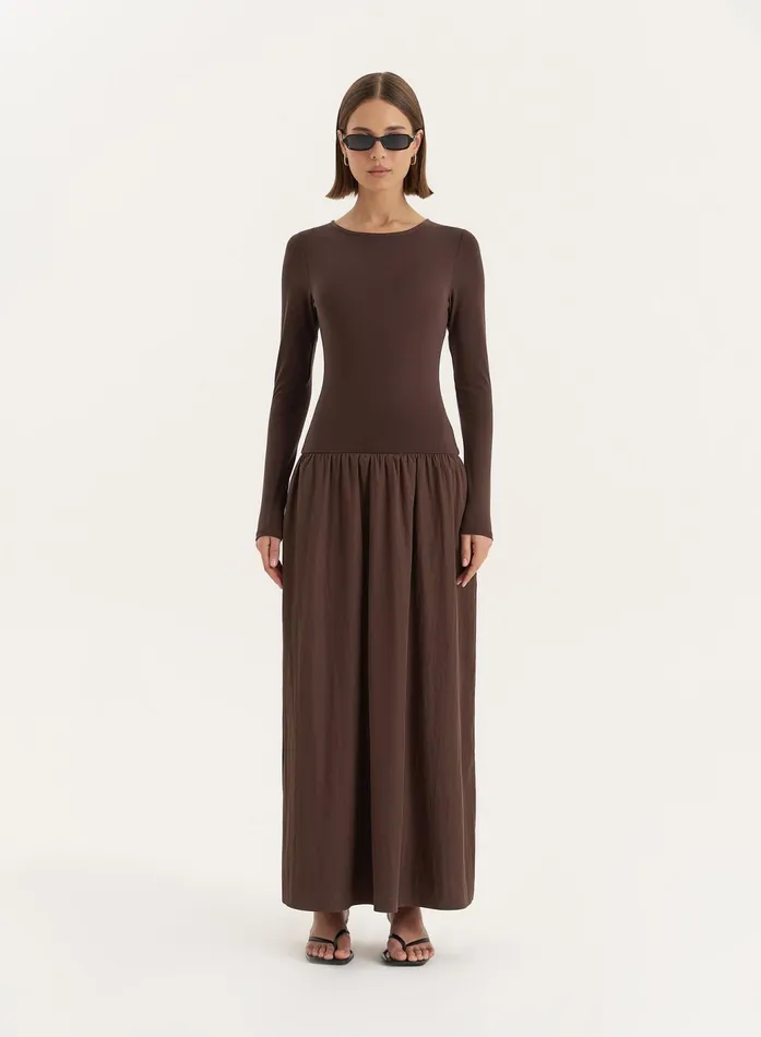 Women Chocolate Contrast Long Sleeve Maxi Dress Rosie 4th and Reckless Dresses Women Chocolate Contrast Long Sleeve Maxi Dress Rosie 4th and Reckless Dresses