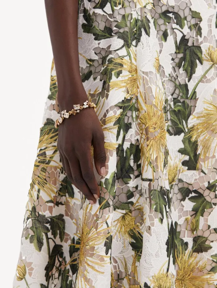 Women Chrysanthemum Guipure Dress Yellow Ivory Oscar De La Renta Dresses Women Chrysanthemum Guipure Dress Yellow Ivory Oscar De La Renta Dresses
