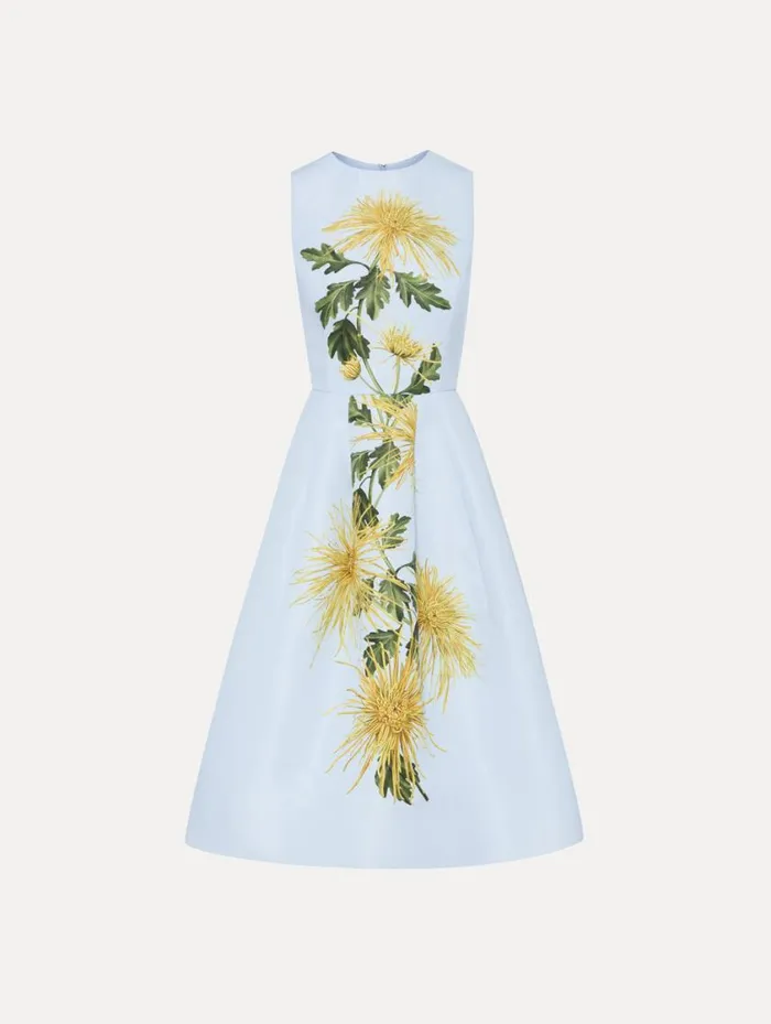 Women Chrysanthemum Stripe Cocktail Dress Yellow Light Blue Oscar De La Renta Dresses Women Chrysanthemum Stripe Cocktail Dress Yellow Light Blue Oscar De La Renta Dresses